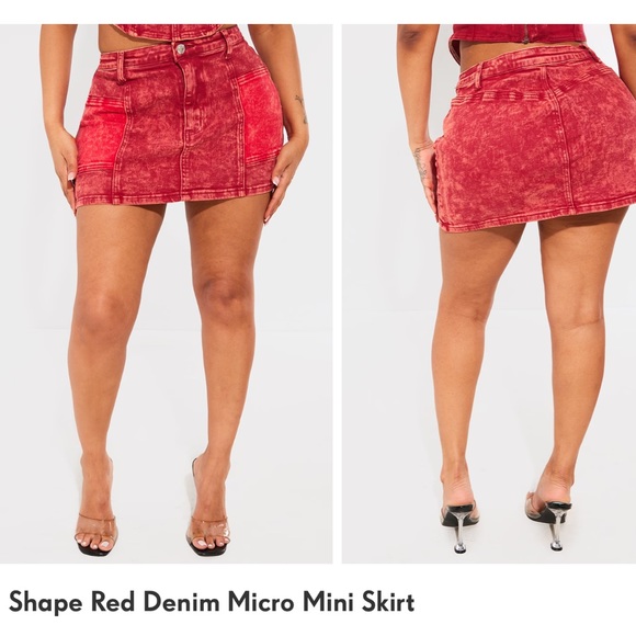 Pretty little thing Red Washed Denim Micro Mini Skirt - Picture 2 of 4